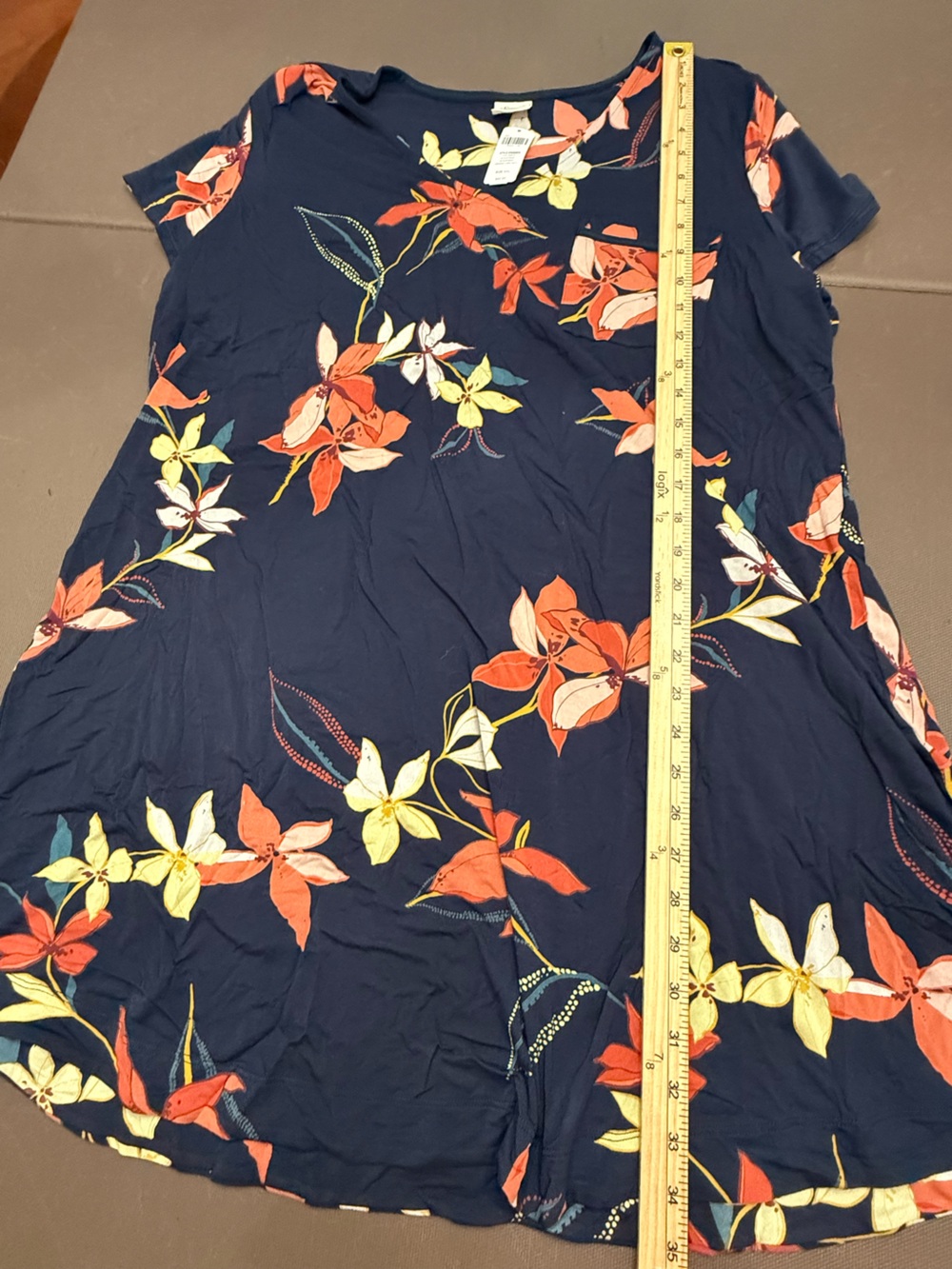 Soma Cool Nights Nightgown Sleep Shirt Soft Jersey Navy Floral NWT XXL - Picture 7 of 7
